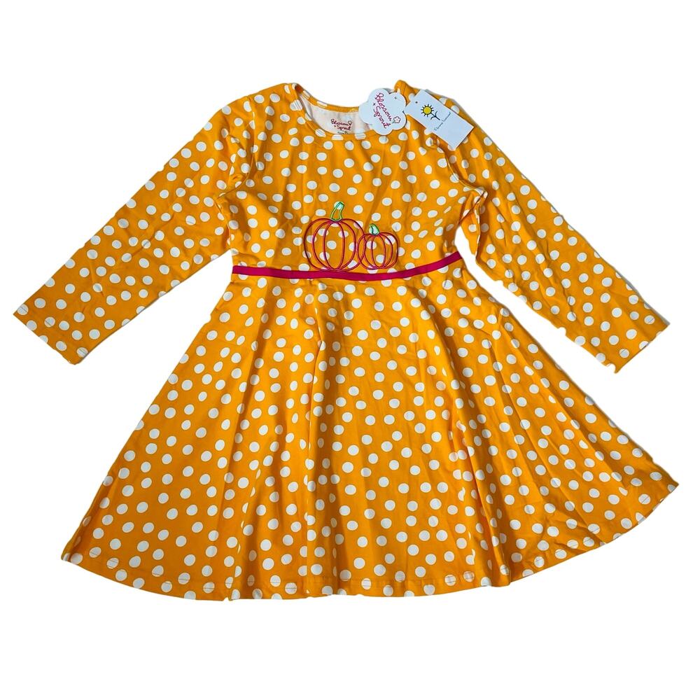 NWT Blossom & Sprout Size 6 Orange Dot Pumpkin Dress